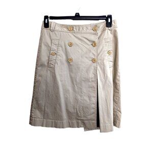 Banana Republic Skirt 8 Khaki  A Line Stretch Midi Casual Timeless Y2K-lp